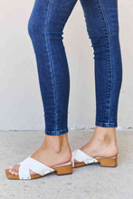 Load image into Gallery viewer, Weeboo Step Into Summer Criss Cross Wooden Clog Mule in White Sandals