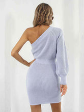 Load image into Gallery viewer, One-Shoulder Mini Sweater Dress