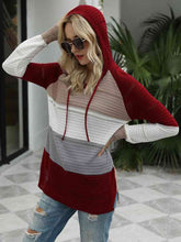 Load image into Gallery viewer, Color Block Hooded Sweater