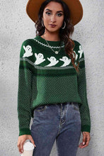 Load image into Gallery viewer, Ghost Pattern Round Neck Long Sleeve Sweater