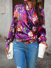 Load image into Gallery viewer, Printed Surplice Neck Long Sleeve Blouse