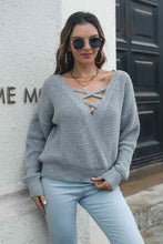 Load image into Gallery viewer, Crisscross Surplice Neck Long Sleeve Sweater