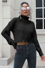 Load image into Gallery viewer, Turtleneck Dropped Shoulder Sweater