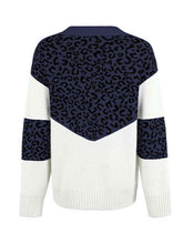 Load image into Gallery viewer, Leopard V-Neck Dropped Shoulder Sweater