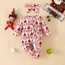 Load image into Gallery viewer, Christmas Zip Detail Ruffled Jumpsuit