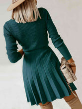 Load image into Gallery viewer, Surplice Neck Tie Front Pleated Sweater Dress