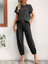 Load image into Gallery viewer, Round Neck Raglan Sleeve Tee and Long Pants Set