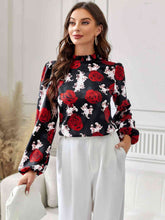 Load image into Gallery viewer, Floral Mock Neck Long Sleeve Blouse