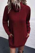 Load image into Gallery viewer, Turtleneck Sweater Dress with Pockets