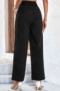 Belted High-Rise Wide Leg Pants