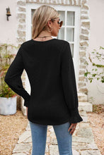 Load image into Gallery viewer, Eyelet Flounce Sleeve V-Neck Blouse